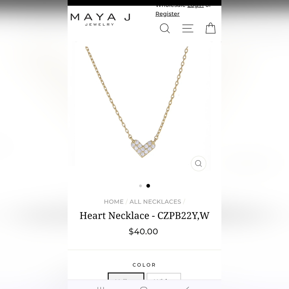 Maya Gold Heart Necklace with Silver Accents